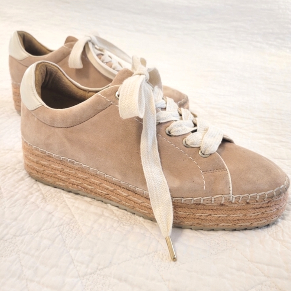 Joie "Dabna" Pink Suede Platform Laceup Sneaker Espadrilles size EU 38.5 USA 8